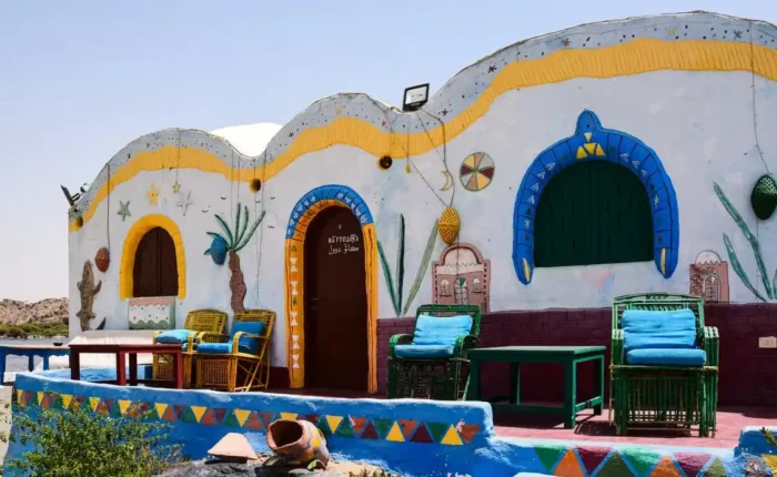 Colorful houses at the Nubian Village during our Abu Simbel and Aswan from Luxor tour